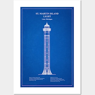 St. Martin Island Light Lighthouse - Michigan - AD Posters and Art